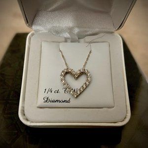 Sterling Silver  1/4 Carat T.W. Diamond Heart Pendant Necklace